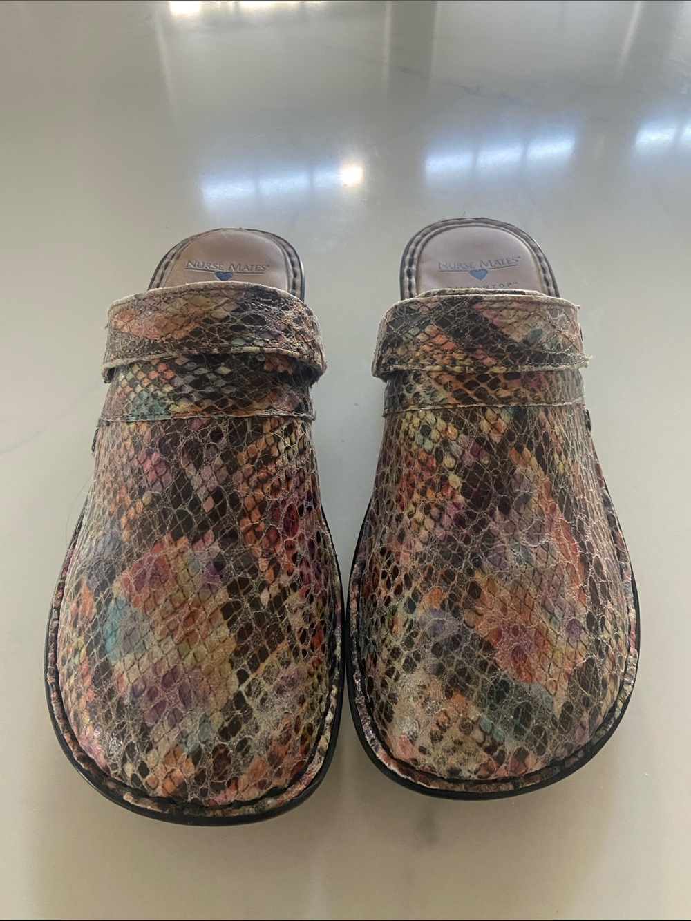 Nurse Mates Kids Multicolor Snake-Print Slip-On Clog